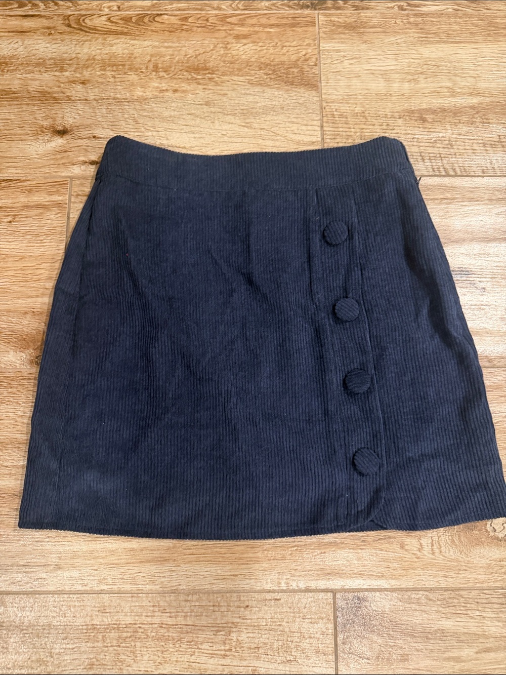 Women's Navy Corduroy Button-Accent Skirt